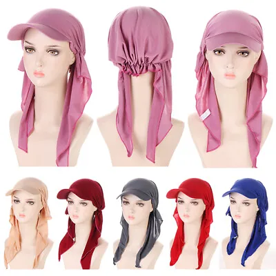 Women Hair Loss Scarf Cancer Chemo Cap Brim Muslim Turban Hat Hijab Head Wrap > • $6.50